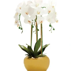 Outlet OP3010 3 Branched White Orchid Plant in Gold Pot - cozylivehome.com | we sell a wide range of comfortable household items Giftware