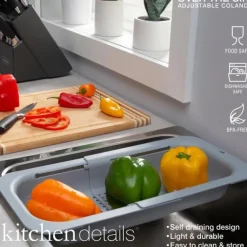 Discount Over The Sink Adjustable Colander Strainer Basket 18.7x8x3inch - cozylivehome.com | we sell a wide range of comfortable household items Housewares