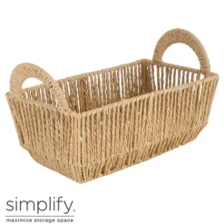 Paper Rope Vertical Weave Small Shelf Storage Basket W. Round Handles - cozylivehome.com | we sell a wide range of comfortable household items^ Shop All