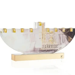 Best Sale PJ-CH-ME-4 Painted Judy Chanukah Menorah - Metal Fire-Safe Inserts (oil & candles) - cozylivehome.com | we sell a wide range of comfortable household items Shop All