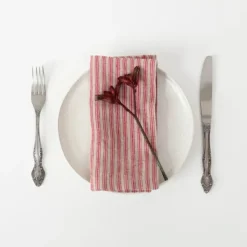 Best Sale Red Natural Stripes Linen Napkins Set- 2 - cozylivehome.com | we sell a wide range of comfortable household items Shop All