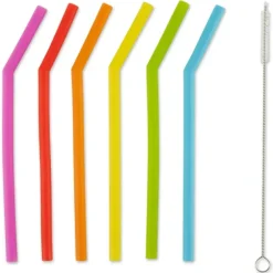 Fashion SILICONE BENT STRAWS 6" SET OF 6 - cozylivehome.com | we sell a wide range of comfortable household items Shop All