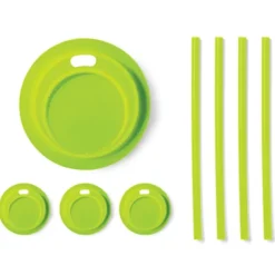 Outlet SILICONE DRINK LID W/STRAWS WIDE MOUTH 4PK GRN - cozylivehome.com | we sell a wide range of comfortable household items Shop All