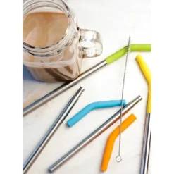 Hot Silicone Tip Stainless Steel Straw & Brush Set-9 - cozylivehome.com | we sell a wide range of comfortable household items Shop All