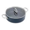 Clearance Space Folding Handle Ceramic Non-stick Blue Shallow Casserole Pan & Lid 5 Qt. - cozylivehome.com | we sell a wide range of comfortable household items Shop All
