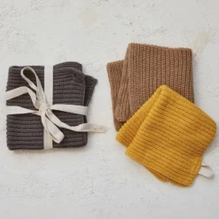 Fashion Square Cotton Knit Dish Cloths w/ Loop Set-3 - cozylivehome.com | we sell a wide range of comfortable household items Shop All