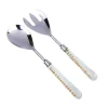 Discount SS470 S/2 Stainless Steel Salad Servers with Glass Handle and Gold Inserted Design - cozylivehome.com | we sell a wide range of comfortable household items Giftware