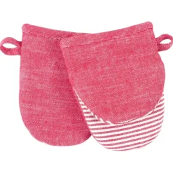 Fashion STRADA PRINTED SILCONE/CHAMBRAY MINI MITTS S/2 RED - cozylivehome.com | we sell a wide range of comfortable household items Shop All