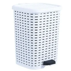 Store Superio Wicker Outdoor / Indoor Step-On Trash Can 12 qt White Trash Can with Lid - cozylivehome.com | we sell a wide range of comfortable household items Housewares