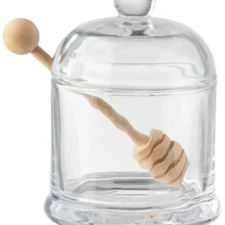 Online Tablecraft 11040 Honey Dipper Set, 4.88-inch Height, Clear Glass and Wood - cozylivehome.com | we sell a wide range of comfortable household items Shop All