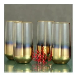 Best TAJ Designs Ombre Highball Glass Gold Rimm Set Of 6 - cozylivehome.com | we sell a wide range of comfortable household items Shop All