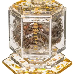 Clearance UK40868 Perspex Besamim Holder 7.5 cm - Gold Glitter - cozylivehome.com | we sell a wide range of comfortable household items Shop All