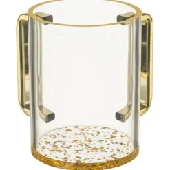 Online UK40175 Perspex Clear Washing Cup 13 cm - Gold Sparkles - cozylivehome.com | we sell a wide range of comfortable household items Shop All