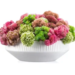 Hot VAF-CF-W-SP Vase Flower - White Bowl - Pink Flowers - cozylivehome.com | we sell a wide range of comfortable household items Giftware