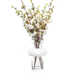 Online VAF-T-W-C-PB Vase FLower - Tall - White / Clear Peach Blossom - cozylivehome.com | we sell a wide range of comfortable household items Giftware