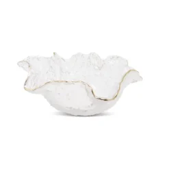 Clearance VB3947 Hammered Glass Ruffled Bowl with Gold Trim - Small - cozylivehome.com | we sell a wide range of comfortable household items Giftware