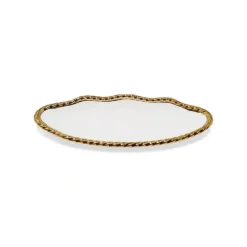 Store VB3934 White Oval Bowl with Gold Rope Scalloped - cozylivehome.com | we sell a wide range of comfortable household items Giftware