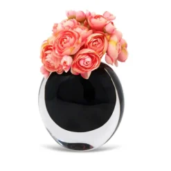 Flash Sale VBV4984 Double Wall Black Inlay Glass Vase With Pink Flowers - cozylivehome.com | we sell a wide range of comfortable household items Giftware