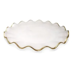 Clearance VC5151 White Alabaster Plates with Gold Ruffled Border - cozylivehome.com | we sell a wide range of comfortable household items Shop All