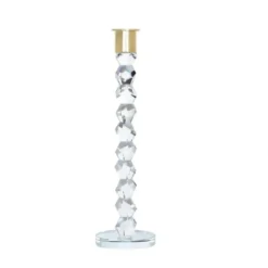 Hot VCH3991 Crystal Dimensional Candlestick with Gold Tip - 11.25"H - cozylivehome.com | we sell a wide range of comfortable household items Shop All