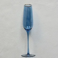 Flash Sale VD-P8-BL Vikko Decor - Platinum, Blue with Gold Rim, Champagne Flute Glass, 8.5 oz - cozylivehome.com | we sell a wide range of comfortable household items Shop All