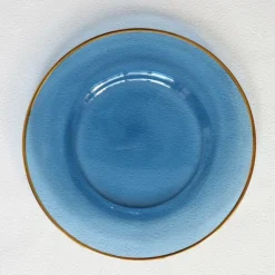 Best Sale VD-PCH13-BL Platinum, Blue with Gold Rim, Glass Charger 13 - cozylivehome.com | we sell a wide range of comfortable household items Shop All