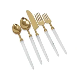 Clearance VF776GM Gold with Marble Flatware Pointy Handles - Service for 4 - cozylivehome.com | we sell a wide range of comfortable household items Shop All