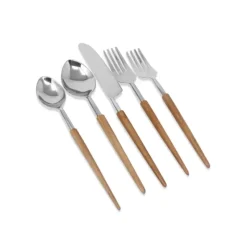 Hot VF777SN 20 Pc Flatware Set With Wooden Pointy Handles - Service For 4 - Hand Wash - cozylivehome.com | we sell a wide range of comfortable household items Shop All