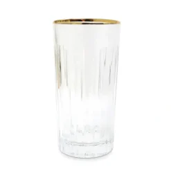 Sale VHB4186 Set of 6 Highball Glasses with Linear Design and Gold Rim - cozylivehome.com | we sell a wide range of comfortable household items Shop All