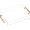 New Vikko Serving - Acrylic Tray with Gold Handle, 12"x16" 2"H - cozylivehome.com | we sell a wide range of comfortable household items Giftware