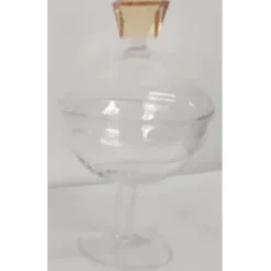 Clearance VJ5093 Glass Footed Jar with Amber Diamond Shaped Handle - Small - cozylivehome.com | we sell a wide range of comfortable household items Shop All