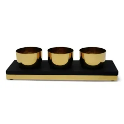 Cheap VRD4209 Gold 3 Bowl Relish Dish with Black Tray - cozylivehome.com | we sell a wide range of comfortable household items Giftware