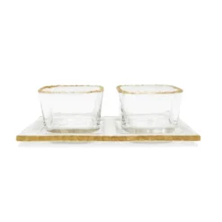 Best Sale VSD2870 2 Bowl Relish Dish on Tray with Gold Rim - cozylivehome.com | we sell a wide range of comfortable household items Giftware