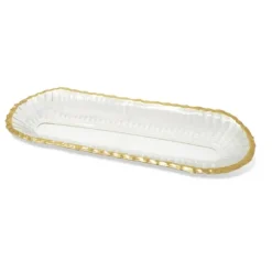 Shop VT3249 Glass Oval Tray with Gold Rim - cozylivehome.com | we sell a wide range of comfortable household items Giftware