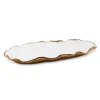 Clearance VT4484 White Hammered Oval Tray with Gold Scalloped Edge - cozylivehome.com | we sell a wide range of comfortable household items Giftware