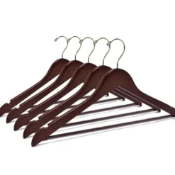 Fashion W010 Semi Curved Wooden Hangers, 17.5" Walnut-Gold - cozylivehome.com | we sell a wide range of comfortable household items Housewares
