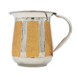 Clearance WC875 Wash Cup Stainless Steel With Gold Glitter vertical Stripes - 5.5"H - cozylivehome.com | we sell a wide range of comfortable household items Shop All