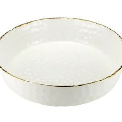 Clearance 1904-WG Round Service Dish With Gold Trim - cozylivehome.com | we sell a wide range of comfortable household items Giftware