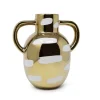 Best WGV3650 Gold Vase With White Brushstroke Design With Handles - cozylivehome.com | we sell a wide range of comfortable household items Giftware