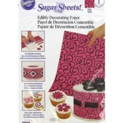 Fashion Wilton Pink/Black Scrolls Sugar Sheet - cozylivehome.com | we sell a wide range of comfortable household items Foods