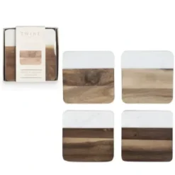 Best Sale WOOD & MARBLE COASTERS SET OF 4 - cozylivehome.com | we sell a wide range of comfortable household items Shop All