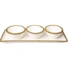 Online WPR520 Porcelain White relish dish with 3 round bowls with Gold Beaded Design-m 14.5"L x 6"W x 3"H - cozylivehome.com | we sell a wide range of comfortable household items Giftware