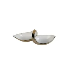 New WPR3944 White Porcelain Double Snack Bowl with Gold - cozylivehome.com | we sell a wide range of comfortable household items Giftware