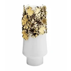 Fashion WPV3173 White Vase Gold Upper Detail 6.75"L x 6.75"W x 14"H - cozylivehome.com | we sell a wide range of comfortable household items Giftware