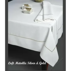 64x84 Fleischman Tablecloth Loft Metallic White - cozylivehome.com | we sell a wide range of comfortable household items^ Shop All