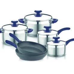 Best Sale YBM Home Stainless Steel 10-Piece Cookware Set, Blue - cozylivehome.com | we sell a wide range of comfortable household items Housewares